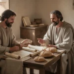 Early Christian household offering hospitality to traveling believers