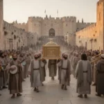 David’s procession bringing the ark toward Jerusalem