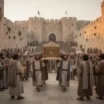 David’s procession bringing the ark toward Jerusalem