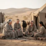 Ancient family gathering representing Abraham’s biblical family tree