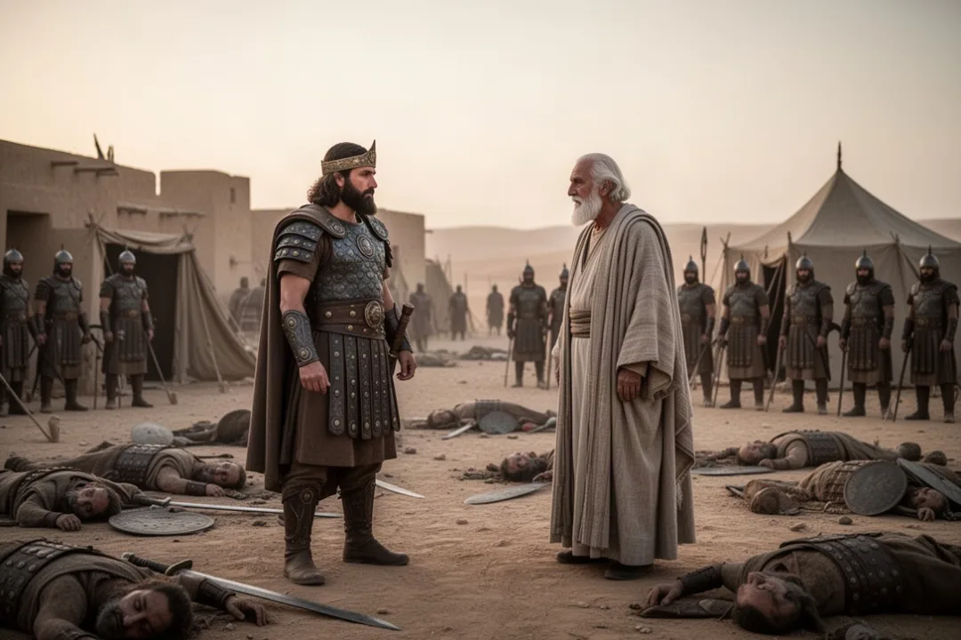 Samuel confronting the captured Amalekite king Agag