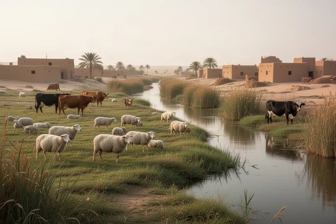 Ancient Nile Delta pasture representing biblical Goshen