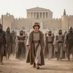 Jeconiah leaving Jerusalem for Babylonian exile with royal household