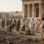 Judahite community praying after a devastating locust plague