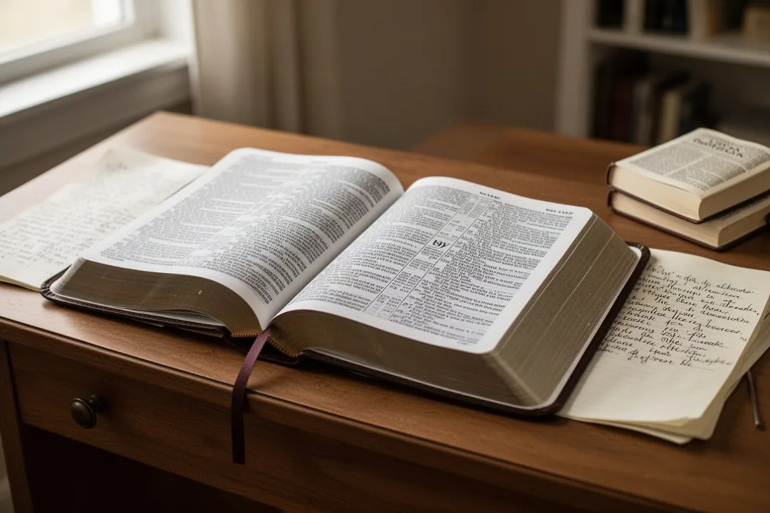 KJV and NKJV Bibles open on a quiet study desk