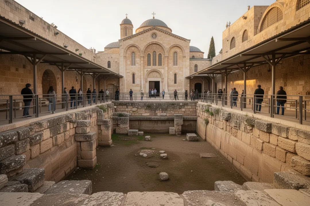 Excavated Pool of Bethesda ruins beside Saint Anne’s Church in Jerusalem